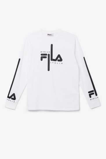 Fila Homme Martino Long Sleeve Tee 100 Blanche / Noir Fila France QTM-623845